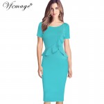 Vfemage Womens Elegant Ruffles Peplum Vintage Retro Summer 2017 Tunic Slim Work Business Casual Party Bodycon Pencil Dress 6138