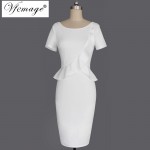 Vfemage Womens Elegant Ruffles Peplum Vintage Retro Summer 2017 Tunic Slim Work Business Casual Party Bodycon Pencil Dress 6138