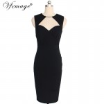 Vfemage Womens Elegant Sexy Cutout Keyhole Ruched Tunic Casual Party Club Pinup Bodycon Vintage Fitted Slim Pencil Dress 6210