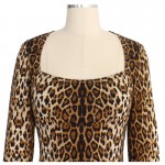 Vfemage Womens Elegant Sexy Hot Leopard 3/4 Sleeve Crochet Lace Slim Tunic Casual Party Club Clubwear Sheath Bodycon Dress 4391