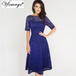 Vfemage Womens Elegant Sexy Lace See Through Tunic Casual Club Bridesmaid Mother of Bride Dress Skater A-Line Party Dress 3977