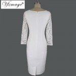 Vfemage Womens Elegant Sexy See Through Sleeves Lace Work Casual Cocktail Party Mother of Bride Fitted Pencil Sheath Dress 4738