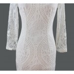 Vfemage Womens Elegant Sexy See Through Sleeves Lace Work Casual Cocktail Party Mother of Bride Fitted Pencil Sheath Dress 4738