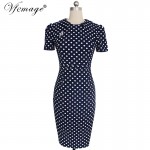 Vfemage Womens Elegant Vintage 2017 Spring Summer Polka Dot Casual Work Business Office Bodycon Pencil Sheath Dress 6188