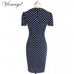 Vfemage Womens Elegant Vintage 2017 Spring Summer Polka Dot Casual Work Business Office Bodycon Pencil Sheath Dress 6188