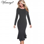 Vfemage Womens Elegant Vintage Autumn Mermaid Pinup Wear To Work Office Business Casual Party Fitted Bodycon Dress 2158