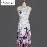 Vfemage Womens Elegant Vintage Butterfly Floral Flower Print Tunic Pinup Work Office Casual Party A-Line Skater Dress 6113