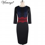 Vfemage Womens Elegant Vintage Crochet Lace Slim Tunic Charming Casual Work Party Pencil Sheath Vestidos Bodycon Dress 4305