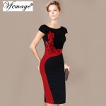 Vfemage Womens Elegant Vintage Embroidered Contrast Slim Casual Work Special Occasion Party Pencil Sheath Embroidery Dress 3973