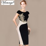 Vfemage Womens Elegant Vintage Embroidered Contrast Slim Casual Work Special Occasion Party Pencil Sheath Embroidery Dress 3973