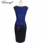 Vfemage Womens Elegant Vintage Floral Crochet Charming Pinup Casual Work Office Party Evening Sheath Bodycon Pencil Dress 2943