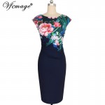 Vfemage Womens Elegant Vintage Floral Flower Printed Retro Ruched Pinup Casual Party Sheath Special Occasion Bodycon Dress 3890