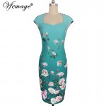 Vfemage Womens Elegant Vintage Flower Floral Print Charming Casual Party Bodycon Sheath Fitted Vestidos Pencil Dress 3012