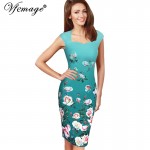 Vfemage Womens Elegant Vintage Flower Floral Print Charming Casual Party Bodycon Sheath Fitted Vestidos Pencil Dress 3012