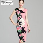 Vfemage Womens Elegant Vintage Flower Floral Printed Contrast Patchwork Slimming Vestidos Casual Party Sheath Bodycon Dress 3091