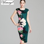 Vfemage Womens Elegant Vintage Flower Floral Printed Contrast Patchwork Slimming Vestidos Casual Party Sheath Bodycon Dress 3091