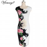 Vfemage Womens Elegant Vintage Flower Floral Printed Contrast Patchwork Slimming Vestidos Casual Party Sheath Bodycon Dress 3091