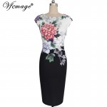 Vfemage Womens Elegant Vintage Flower Floral Printed Ruched Casual Vestidos Bridesmaid Mother of Bride Evening Party Dress 3156