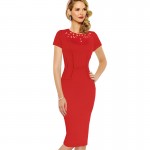 Vfemage Womens Elegant Vintage Hollow out embroidered Tunic Work Office Business Casual Party Pencil Sheath Bodycon Dress 1947