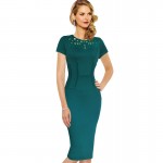 Vfemage Womens Elegant Vintage Hollow out embroidered Tunic Work Office Business Casual Party Pencil Sheath Bodycon Dress 1947