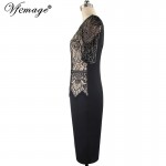 Vfemage Womens Elegant Vintage Lace Peplum See Through Sleeve Casual Party Special Occasion Sheath Fitted Bodycon Dress 4285