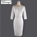 Vfemage Womens Elegant Vintage Lace See Through Charming Casual Party Evening Special Occasion Pencil Sheath Dress 4008