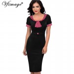 Vfemage Womens Elegant Vintage Pinup Retro Rockabilly Wear to Work Party Evening Formal Stretch Bodycon Dress 4182