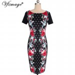 Vfemage Womens Elegant Vintage Polka Dot Flower Pinup Slim Tunic Casual Wear To Work Party Pencil Sheath Bodycon Dress 4331