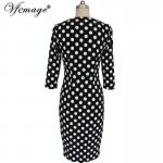 Vfemage Womens Elegant Vintage Polka Dot Rockabilly Tunic Slim Wear to Work Office Casual Party Fitted Bodycon Dress 3945