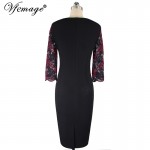 Vfemage Womens Elegant Vintage Printed Square Neck Casual Party Special Occasion Pencil Sheath Dress 4463