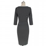 Vfemage Womens Elegant Vintage Rockabilly Polka Dot Button Tunic Wear to Work Office Business Casual Pencil Sheath Dress 2205