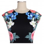 Vfemage Womens Elegant Vintage Symmetrical Floral Flower Print Cap Sleeve Summer Slimming Casual Party Pencil Sheath Dress 2845