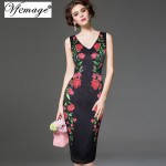 Vfemage Womens Elegant Vintage V Neck Lace Flower Printed Work Office Casual Bridemaid Mother of Bride Evening Party Dress 3049