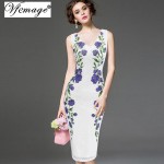 Vfemage Womens Elegant Vintage V Neck Lace Flower Printed Work Office Casual Bridemaid Mother of Bride Evening Party Dress 3049