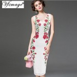 Vfemage Womens Elegant Vintage V Neck Lace Flower Printed Work Office Casual Bridemaid Mother of Bride Evening Party Dress 3049