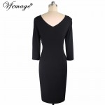 Vfemage Womens Elegant Vintage V Neck Ruffle Draped Embroidery Casual Party Sheath Fitted Dress 4366