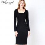 Vfemage Womens Elegant Vintage Winter Spring Ruched Draped Business Casual Wear To Work Office Party Pencil Bodycon Dress 4528