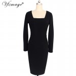 Vfemage Womens Elegant Vintage Winter Spring Ruched Draped Business Casual Wear To Work Office Party Pencil Bodycon Dress 4528