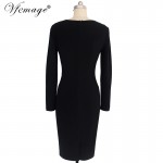 Vfemage Womens Elegant Vintage Winter Spring Ruched Draped Business Casual Wear To Work Office Party Pencil Bodycon Dress 4528