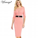 Vfemage Womens Elegant Zipper Vintage Belted 2017 Spring Summer Casual Wear To Work Office Bodycon Pencil Sheath Dress 4825