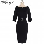 Vfemage Womens Elegant Zipper Vintage Belted 2017 Spring Summer Casual Wear To Work Office Bodycon Pencil Sheath Dress 4825