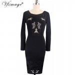 Vfemage Womens Embroidery Elegant Vintage Embroidered Casual Long Sleeve Wear To Work Office Party Pencil Bodycon Dress 4612