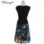 Vfemage Womens Floral Print Patchwork Button Sleeveless Casual Party Work Bodycon Skater A-Line Summer office Dress 3155