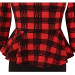 Vfemage Womens Peplum Elegant Vintage Tartan Plaid Patchwork Contrast Tunic Wear to Work Office Party Sheath Casual Dress 2000