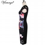 Vfemage Womens Sexy Elegant See Through Crochet Flower Print Casual Party Evening Special Occasion Mid-Calf Midi Dress 4333