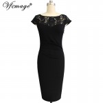 Vfemage Womens Sexy Elegant See Through Hollow Out Crochet Ruched Party Evening Club Special Occasion Sheath Bodycon Dress 3940