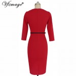 Vfemage Womens Sexy Elegant Square Neck Belted Business Casual Party Club Wear To Work Office Pencil Sheath Bodycon Dress 4046