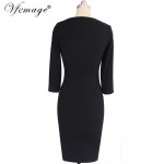 Vfemage Womens Sexy Elegant Vintage Flower Floral Print Slim Tunic Casual Party Evening Pencil Sheath Bodycon Dress 4031