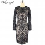 Vfemage Womens Sexy Geometry See Through Lace Fashion Chic Slim Casual Party Special Occasion Bodycon Sheath Dress 4630