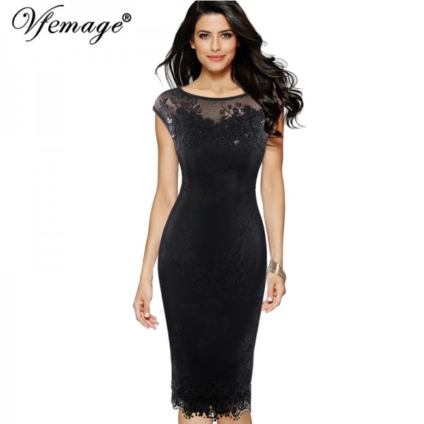 Vfemage Womens Sexy Sequins Crochet Butterfly Lace Party Bodycon Evening Bridemaid Mother of Bride Special Occasion Dress 3998